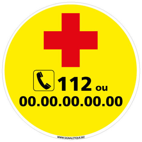 PANNEAU NUMEROS D'URGENCE (G1318) - Plastique PVC 1,5 mm - Diamètre 250 mm