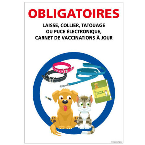 PANNEAU OBLIGATIONS POUR LES ANIMAUX (H0443) - Aluminium 2 mm - 150 x 210 mm