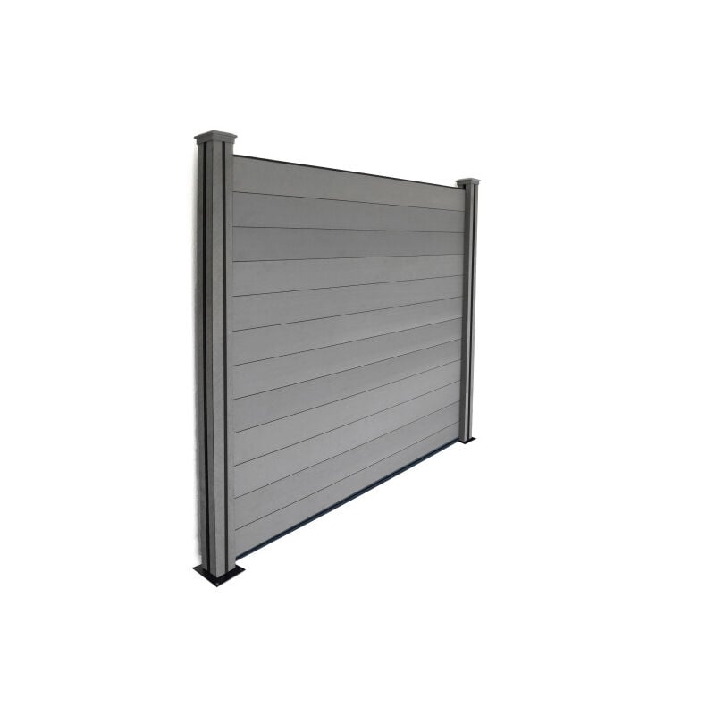 Décoweb - Panneau occultant brise-vue en composite - Gris - Larg. 236 cm