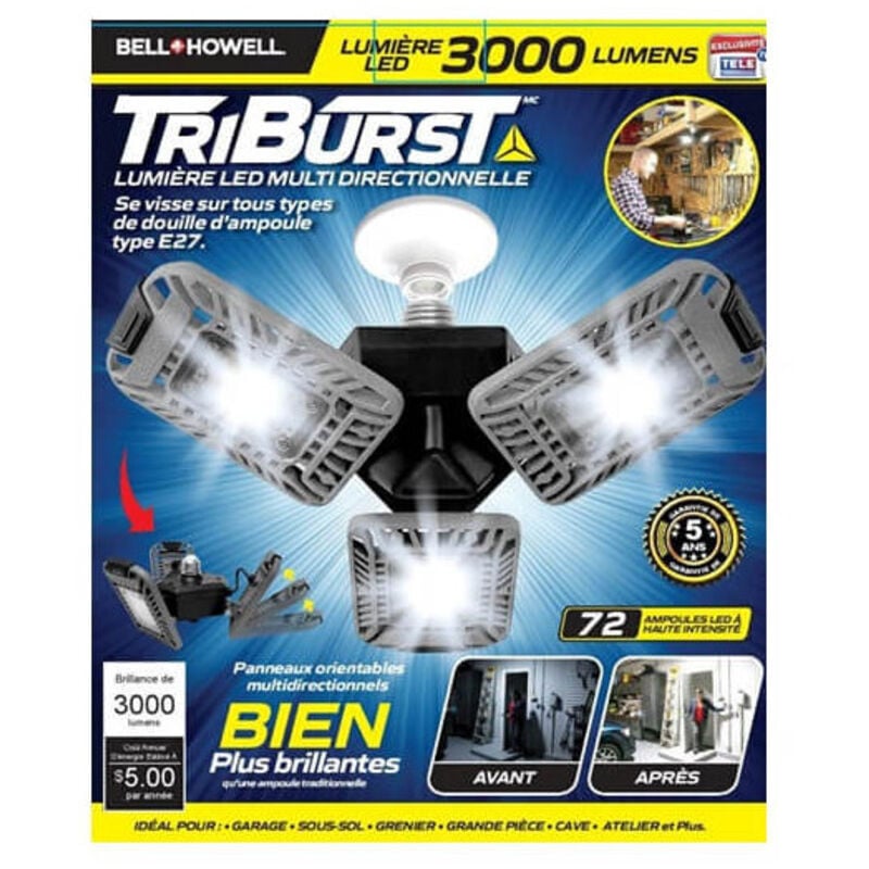 Panneau orientable multidirectionnel - teleshopping - triburst super leds™ - 72 ampoules led - Venteo