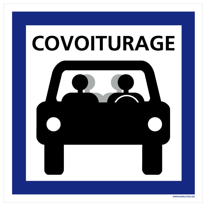 Panneau Parking Covoiturage. Point de Rassemblement Covoiturage. Autocollant Parking Covoiturage, pvc, Alu - Aluminium 2 mm - 450 x 450 mm