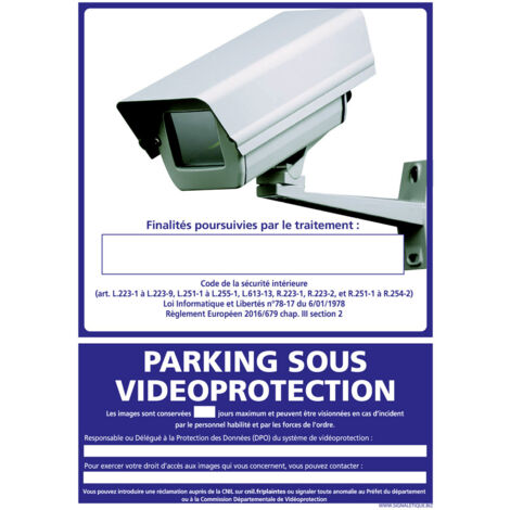 PANNEAU PARKING SOUS VIDEO PROTECTION (G1228) - Aluminium 2 mm - 150 x 210 mm