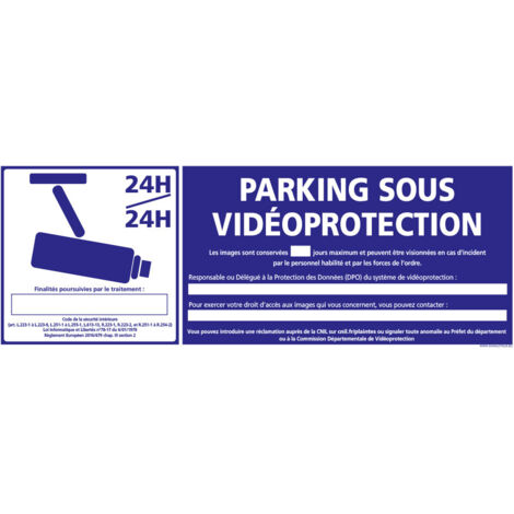 PANNEAU PARKING SOUS VIDEOPROTECTION (G1205) - Adhésif - 210 x 75 mm