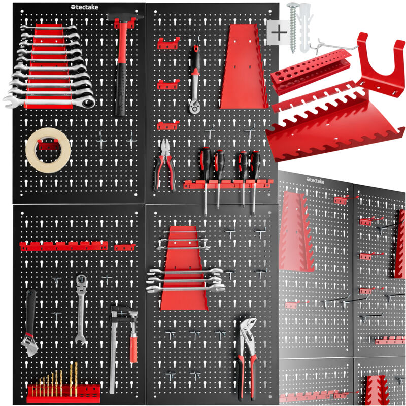 Tectake - Panneau perforé jonah avec crochets et supports -
