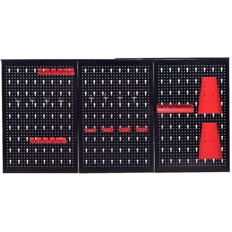 Panneau perforé mural pour outils Panneaux muraux de rangement pour outils Tableau perforé pour garage, 120x60x2cm, Noir