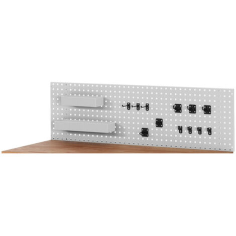 Panneau perforé STIER, lxPxH 750x15x450 mm, avec jeu de 12 supports d'outils et 2 casiers de rangement