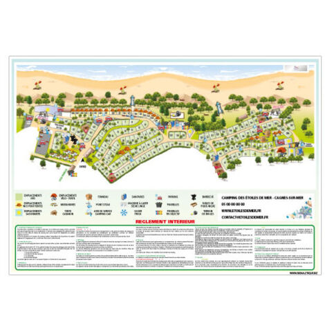 PANNEAU PERSONNALISABLE PLAN DE VOTRE CAMPING (H0502) - Adhésif - 105 x 75 mm