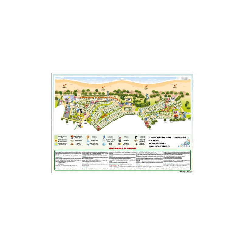 PANNEAU PERSONNALISABLE PLAN DE VOTRE CAMPING (H0502) - Plastique PVC 1,5 mm - 630 x 450 mm