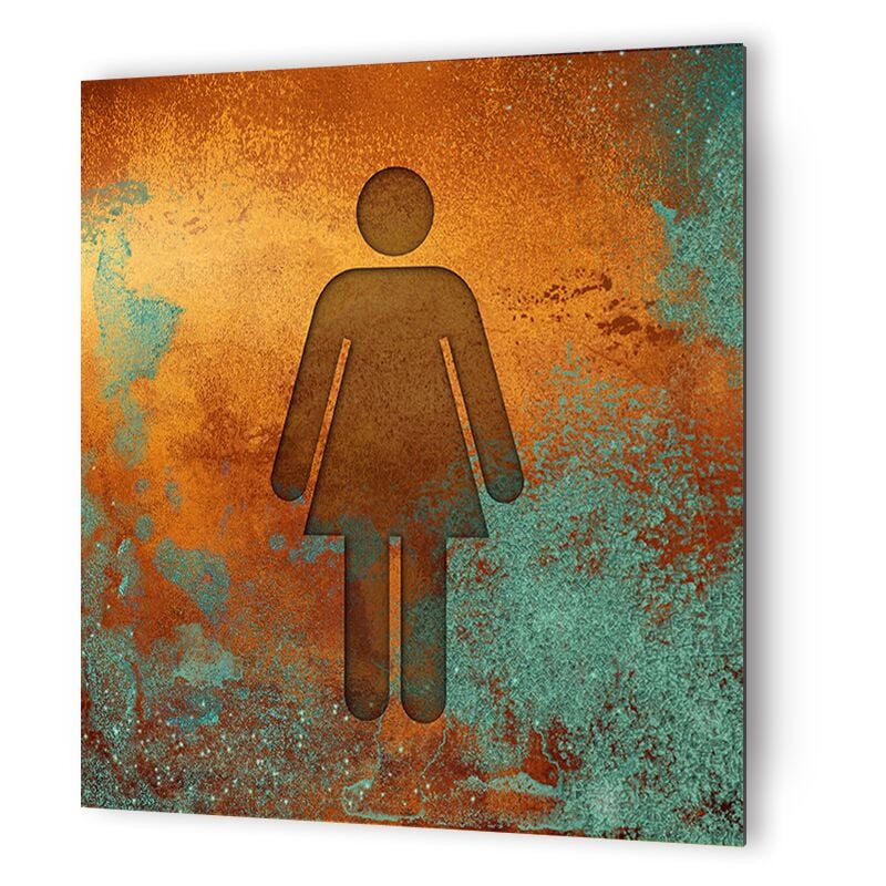 Panneau pictogramme de signalisation · Toilettes Femmes Texture Cuivre