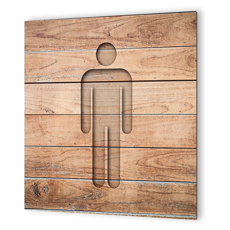 Decoho - Panneau pictogramme de signalisation · Toilettes Hommes Texture Bois