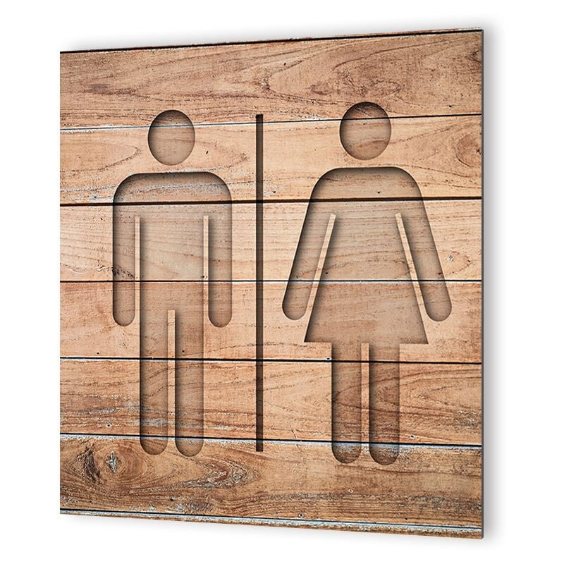 Decoho - Panneau pictogramme de signalisation · Toilettes Mixtes Texture Bois
