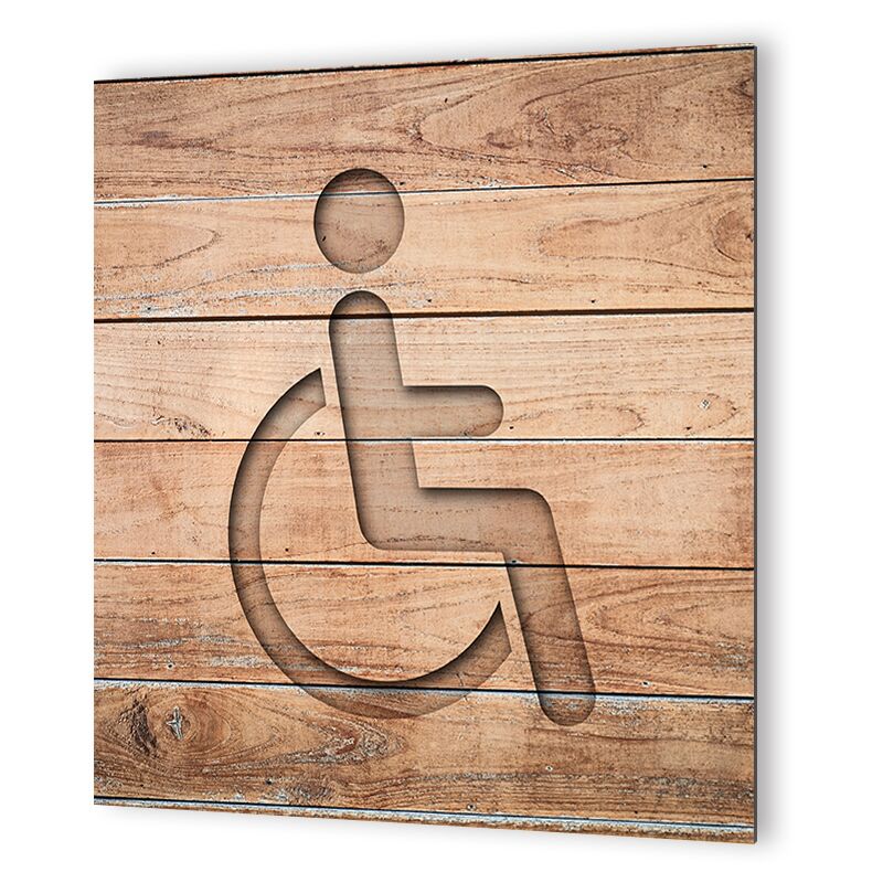 Panneau pictogramme de signalisation · Toilettes PMR Texture Bois