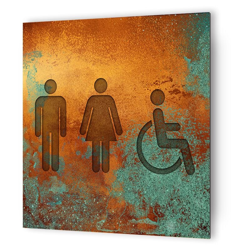 Decoho - Panneau pictogramme de signalisation · Toilettes Trio h/f pmr Texture Cuivre