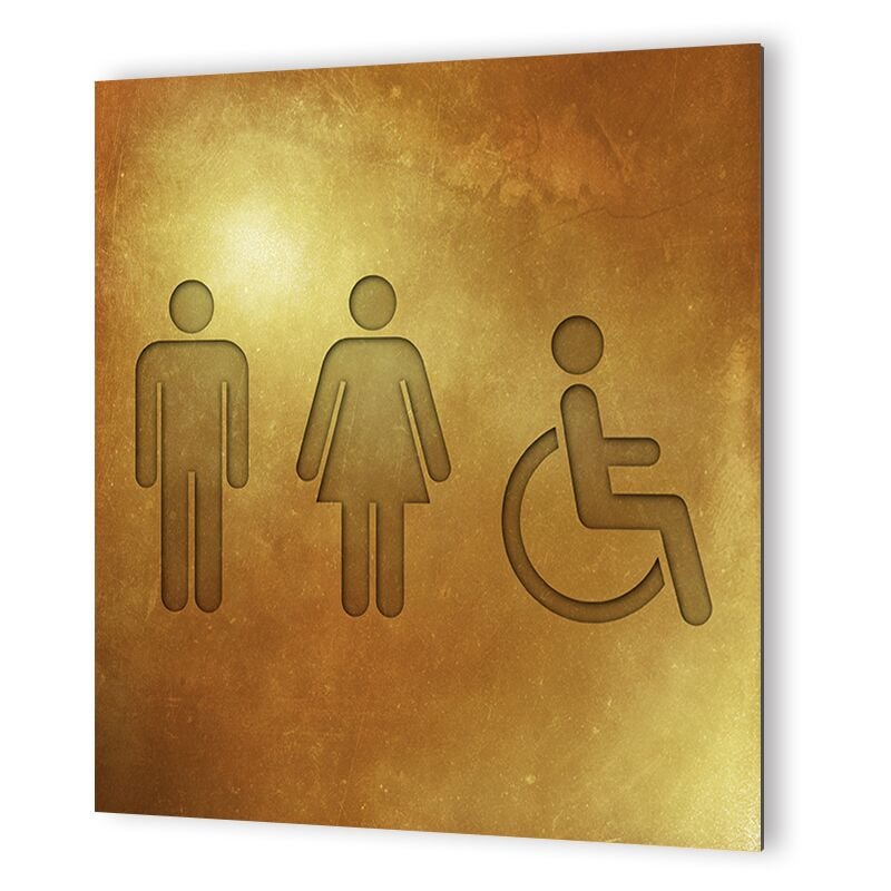 Decoho - Panneau pictogramme de signalisation · Toilettes Trio h/f pmr Texture Gold