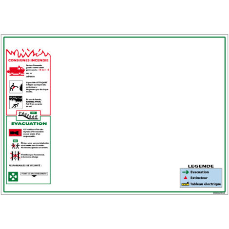 Panneau PLAN D'ÉVACUATION – PVC 1,5 mm – 300 x 210 mm