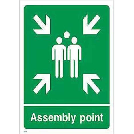 Panneau Point de Rassemblement Extérieur et Intérieur 20x30cm Panneau de Sécurité en Aluminium Imperméable et Pré percé pour une installation facile