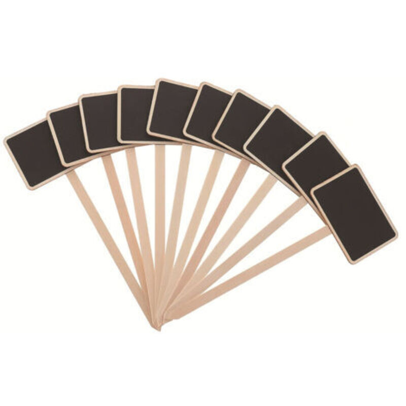 Panneau pour Plantes, Lot de 36 étiquettes, à piquer, avec Ardoise, en Bois, 7.55.50.25cm Naturel/Noir