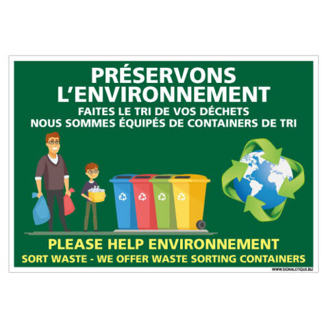 PANNEAU PRESERVER L'ENVIRONNEMENT (H0448) - Adhésif - 105 x 75 mm