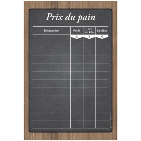 Panneau "PRIX DU PAIN" dimensions 60 x 40 cm