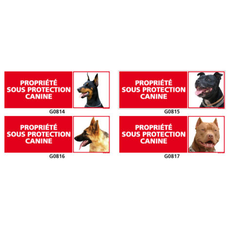 Panneau PROPRIETE SOUS PROTECTION CANINE - G0814 - 210 x 75 mm