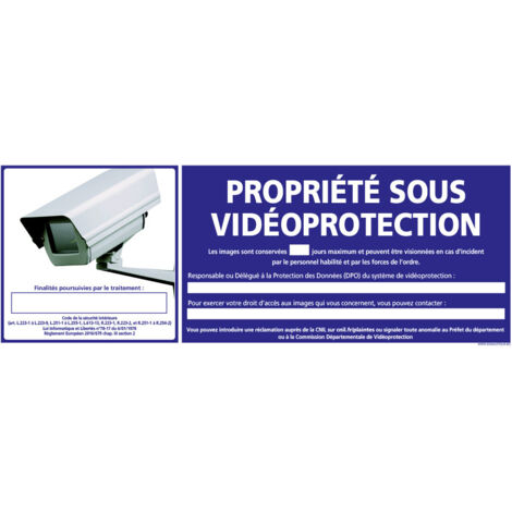 PANNEAU PROPRIETE SOUS VIDEO PROTECTION (G1198) - Adhésif - 210 x 75 mm