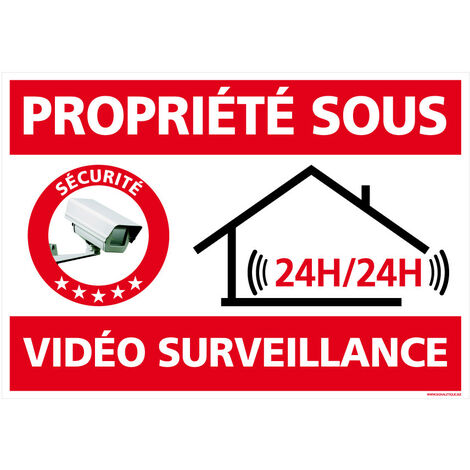 Panneau Site sous vidéo surveillance rubalise chantier interdit au public