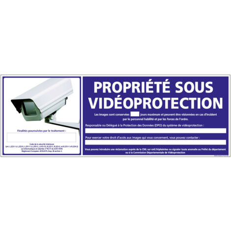 Panneau PROPRIETE SOUS VIDEOPROTECTION (G0854-LOI-B-NEW) - Adhésif - 210 x 75 mm