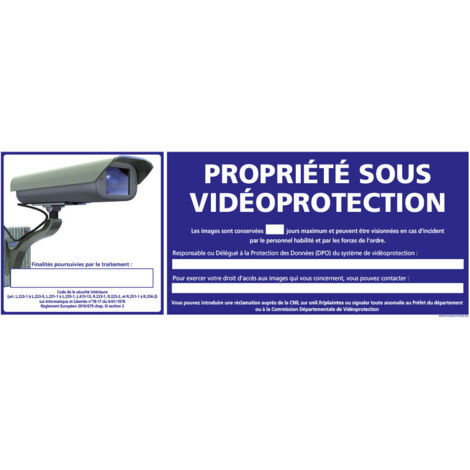 Panneau PROPRIETE SOUS VIDEOPROTECTION (G1199) - Adhésif - 210 x 75 mm