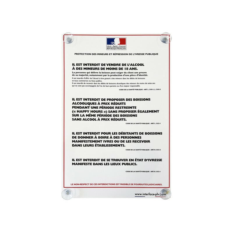 Panneau 'protection des mineurs' dimensions 60 x 40 cm avec fixation ventouses