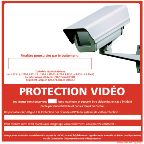 PANNEAU PROTECTION VIDEO (G1170) - Adhésif - 125 x 125 mm