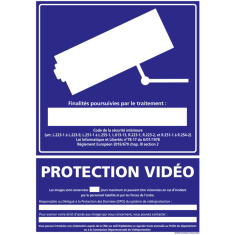 PANNEAU PROTECTION VIDEO (G1218) - Adhésif - 75 x 105 mm