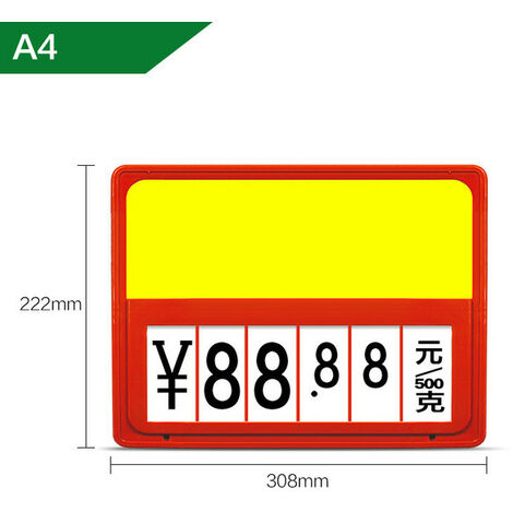 Panneau publicitaire A4 A5 fruits légumes Pop, panneau de plafond, numéro de prix, étiquette de nom, carton à prix réglable,Red-A4