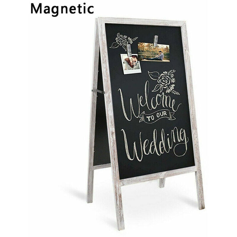 Unho - Panneau Publicitaire En Bois Magnetique Porte-affiche Ardoise Chevalet Stop Trottoir pour Restaurant Café Bar Bistrot 96.5x50cm