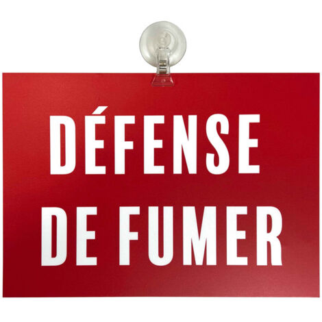 Panneau PVC "DÉFENSE DE FUMER" format A4 avec fixation ventouse
