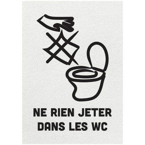 Panneau PVC "NE RIEN JETER DANS LES TOILETTES" fond blanc format A5