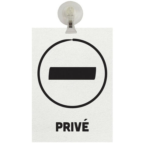 Panneau PVC "PRIVÉ" fond blanc format A5 avec fixation ventouse