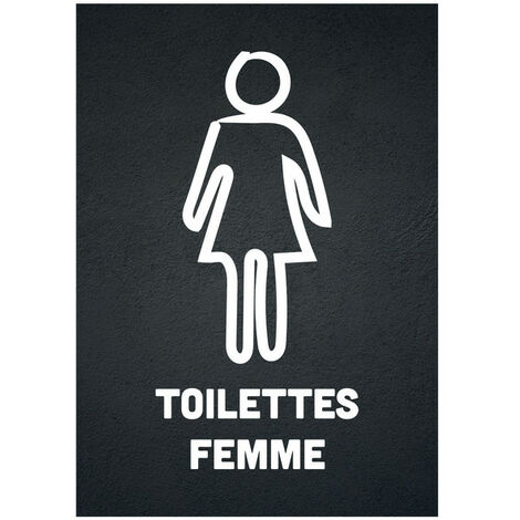Panneau PVC "TOILETTES FEMME" fond noir format A5