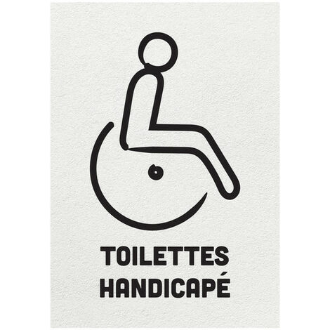 Panneau PVC "TOILETTES HANDICAPÉ" fond blanc format A5