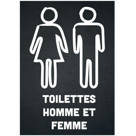 Panneau PVC "TOILETTES HOMME ET FEMME" fond noir format A5