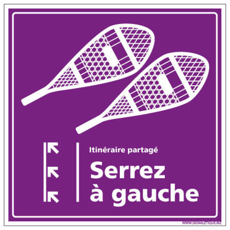 PANNEAU RAQUETTES SERREZ A GAUCHE (H0286) - Adhésif - 125 x 125 mm