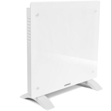 VONROC Panneau rayonnant en verre 1000W Premium - 12m2 – Commande manuelle et Wi-Fi – Thermostat réglable et minuterie - Blanc