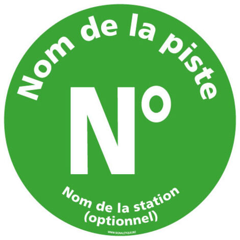 PANNEAU REGLEMENTAIRE PISTES DE SKI VERTE PERSONNALISABLE (H0349-PERSO) - Aluminium 2 mm - Diamètre 450 mm