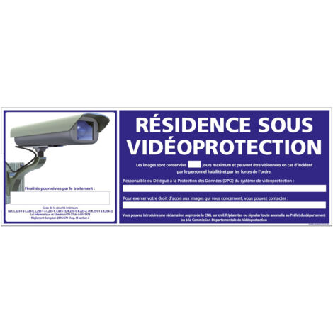 Panneau RESIDENCE SOUS VIDEOPROTECTION (G0846-LOI-B-NEW) - Adhésif - 210 x 75 mm