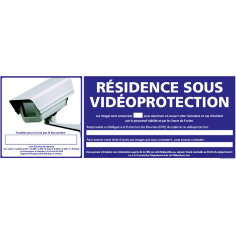 PANNEAU RESIDENCE SOUS VIDEOPROTECTION (G1191) - Adhésif - 210 x 75 mm