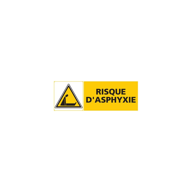Signaletique.biz France - Panneau risque d'asphyxie (C0454) - Aluminium 2 mm - 980 x 350 mm