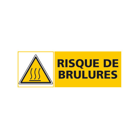 Panneau RISQUE DE BRULURES (C0458) - Aluminium 2 mm - 210 x 75 mm