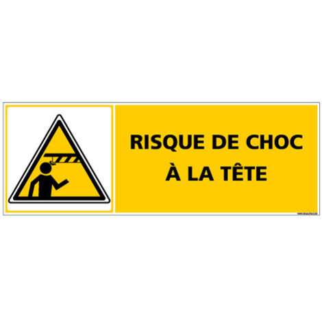 Panneau - RISQUE DE CHOC A LA TETE (C1371) - Adhésif - 210 x 75 mm