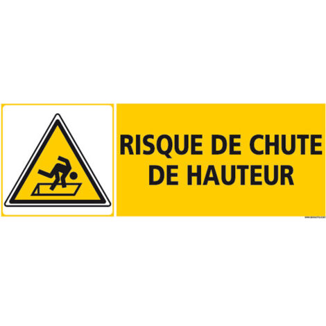 PANNEAU RISQUE DE CHUTE DE HAUTEUR (C1266) - Adhésif - 210 x 75 mm
