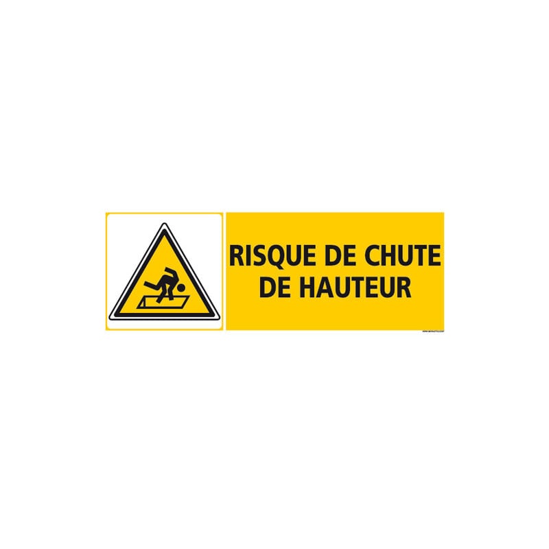 Panneau risque de chute de hauteur (C1266) - Plastique pvc 1,5 mm - 980 x 350 mm