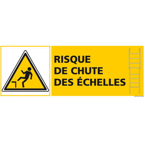 PANNEAU - RISQUE DE CHUTE DES ECHELLES (C1292) - Adhésif - 350 x 125 mm